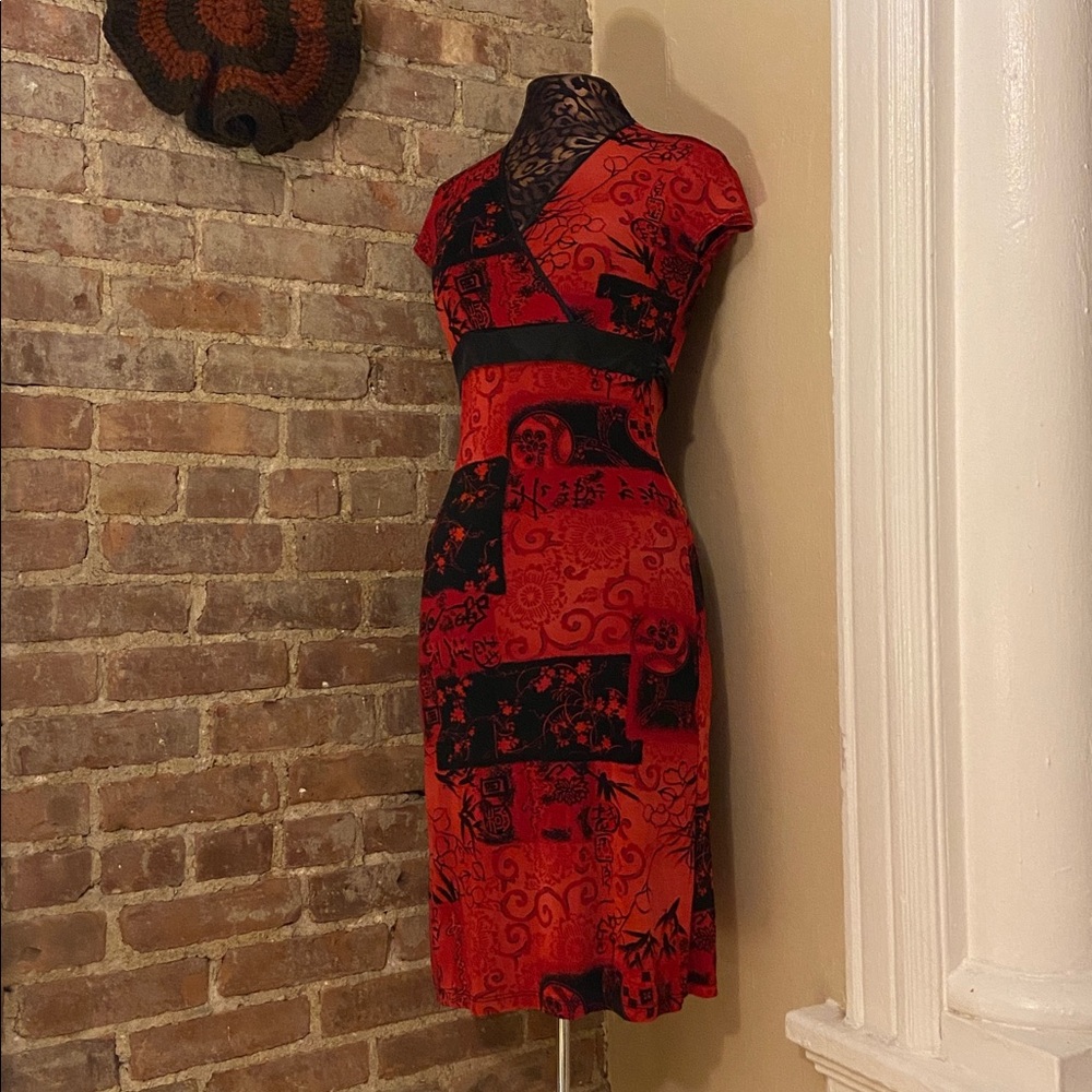 Sexy Red and Black Wrap Dress 🌹🧧